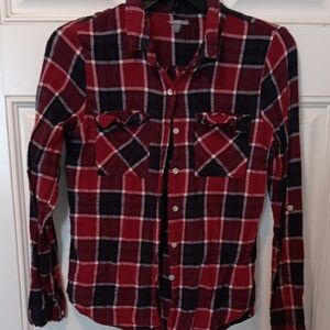 Charlotte Russe Red and Blue Plaid Casual Shirt